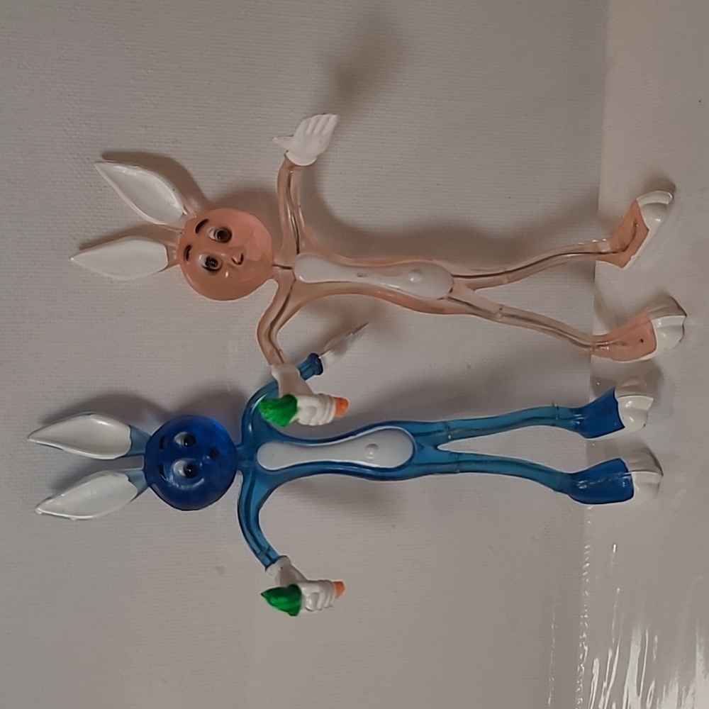 Vintage pink & blue Easter bunny bendable rabbit